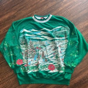 Vintage 80's Christmas Sweatshirt All Over Print